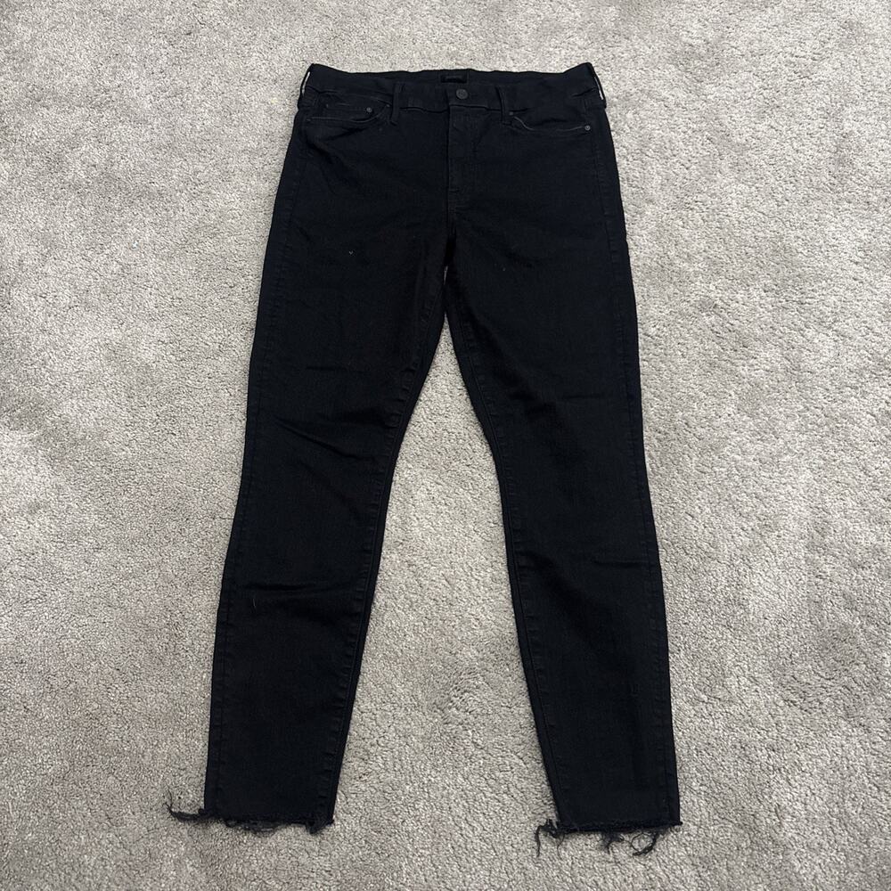 MOTHER The Looker Ankle Fray Jeans Not Guilty Size 32 Black Made USA